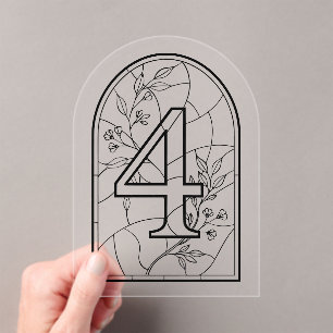 Stained Glass Style Table Number Four