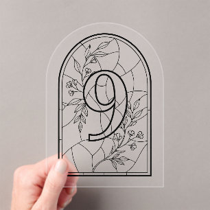 Stained Glass Style Table Number Nine