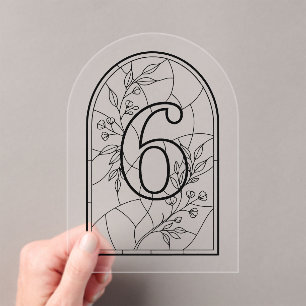 Stained Glass Style Table Number Six