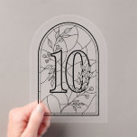 Stained Glass Style Table Number Ten<br><div class="desc">Faux Stained Glass Style Table Number Ten. Please note: This is a stained-glass inspired printed design, not real stained glass. Modern stained-glass inspired table number 10, featuring bold cathedral-style leading lines in a clean, minimalist layout. Line colour and background can be customised to match your wedding palette. Printed on clear...</div>