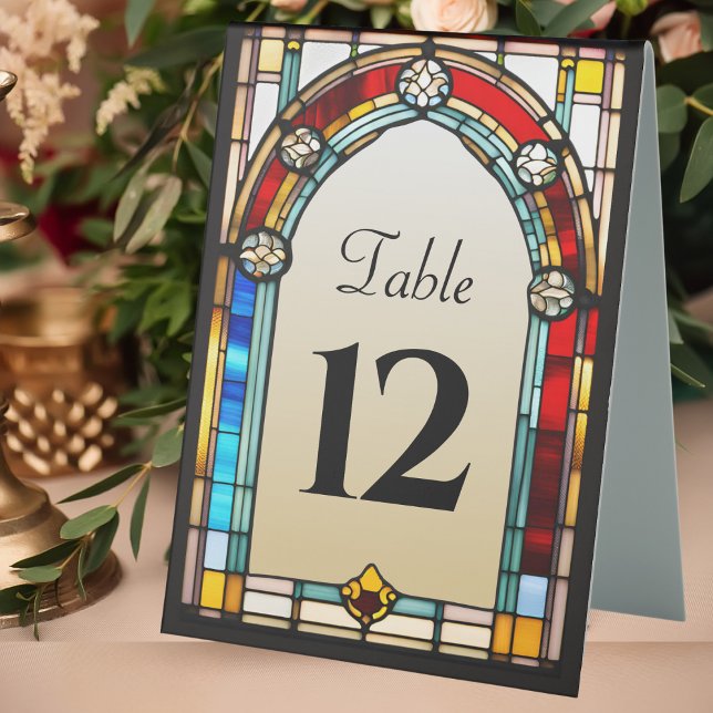 Stained Glass Style Unique Wedding Table Number Table Tent (Creator Uploaded)