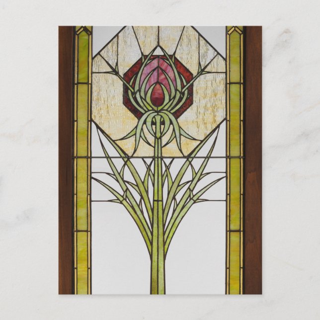 Stained Glass Stylized Thistle Geometric Shapes Postcard (Front)