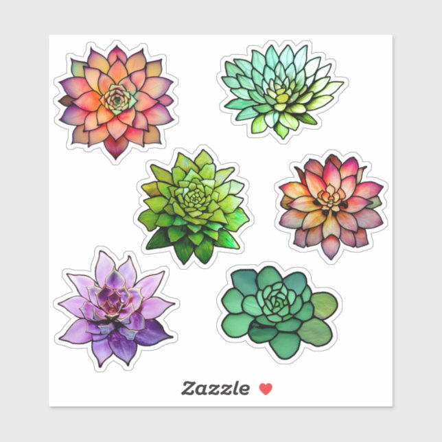 Stained Glass Succulents Sticker (Sheet)