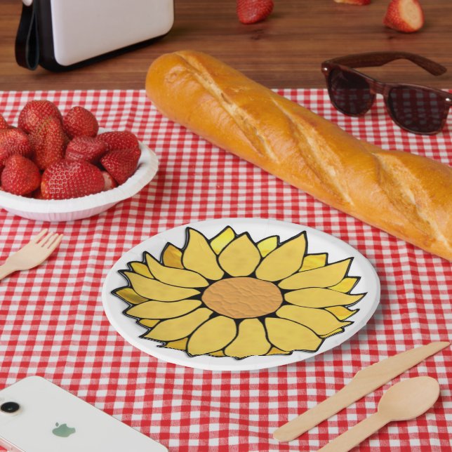 Stained Glass Sunflower Plate (Picnic)