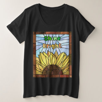 Stained Glass Sunflower Shine Bright Plus Size T-Shirt