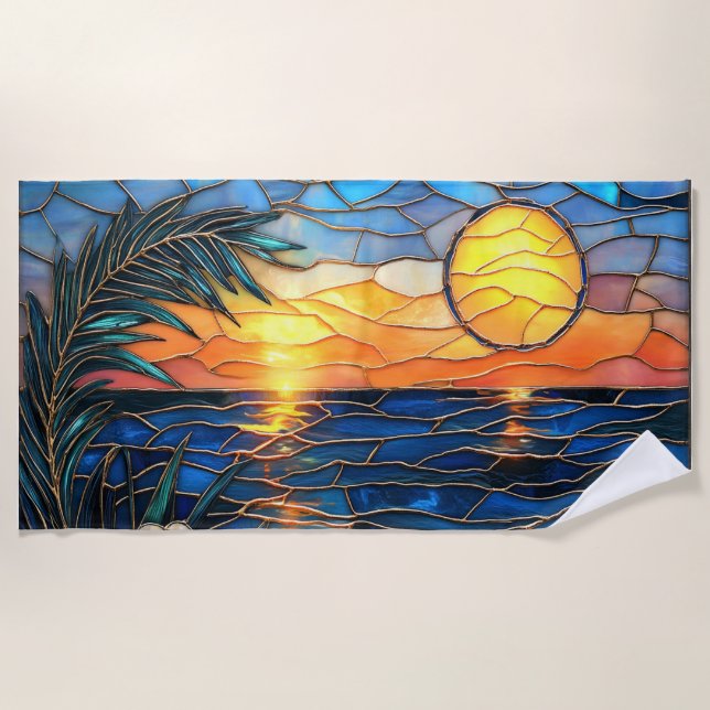 Stained Glass Sunset Beach Towel (Front)