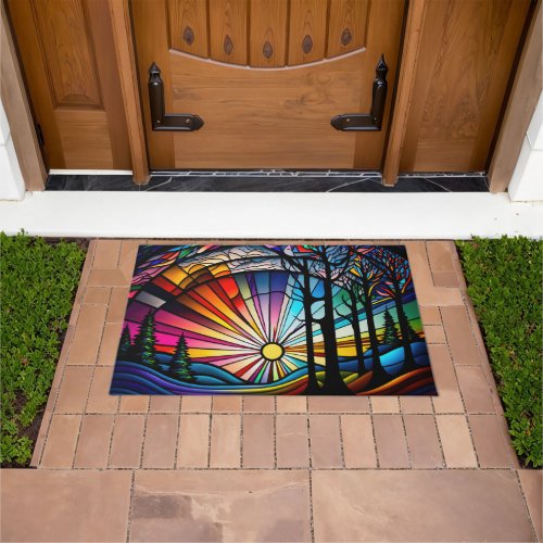 Stained Glass Sunset Doormat