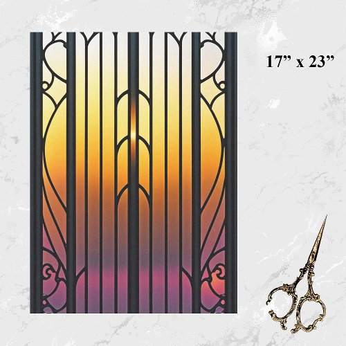 Stained Glass Sunset Illustration Large Tissue Paper