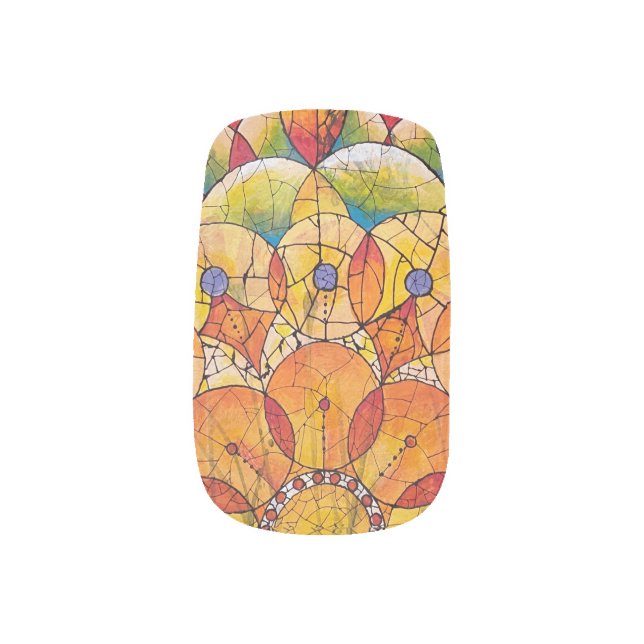 Stained Glass Sunset Mandala Minx Nail Art (Left Thumb)