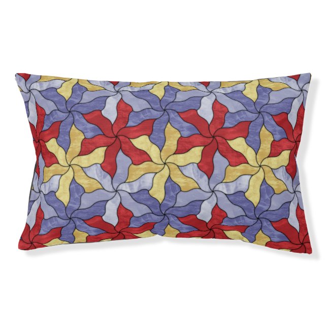 Stained Glass Tessellated Flowers Pet Bed (Front)