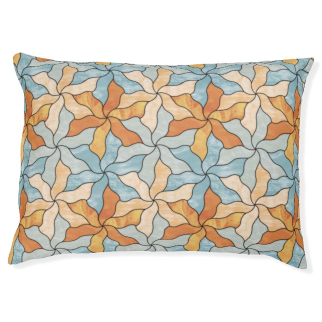 Stained Glass Tessellated Flowers Pet Bed (Front)