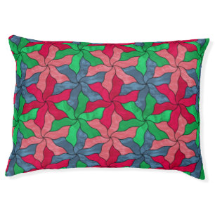 Stained Glass Tessellated Flowers Pet Bed