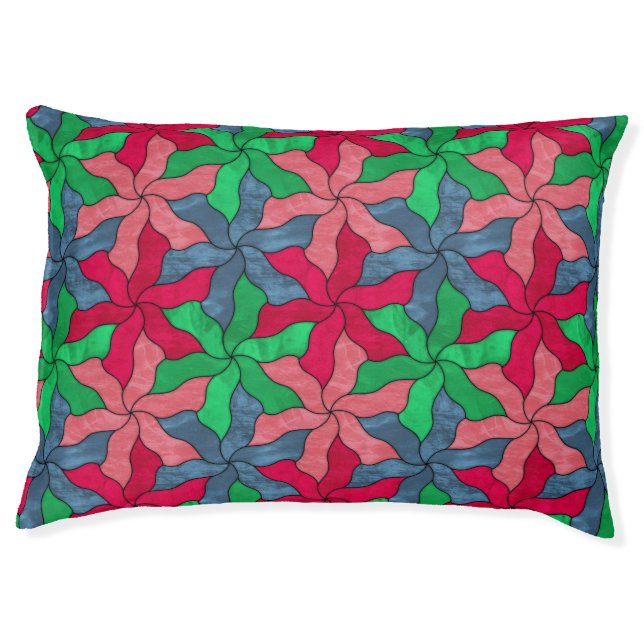 Stained Glass Tessellated Flowers Pet Bed (Front)