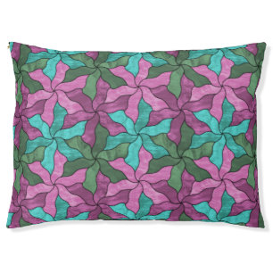 Stained Glass Tessellated Flowers Pet Bed