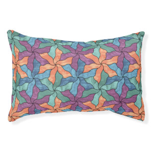 Stained Glass Tessellated Flowers Pet Bed
