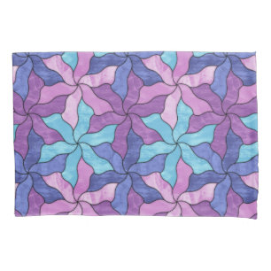 Stained Glass Tessellated Flowers Pillow Case