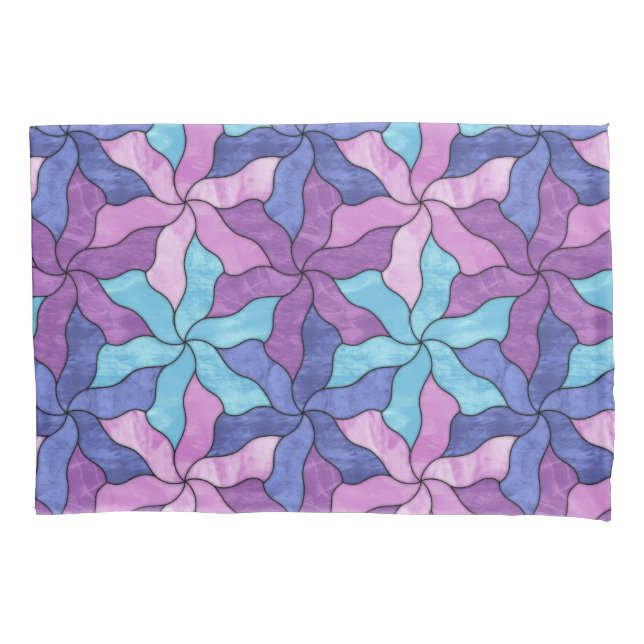 Stained Glass Tessellated Flowers Pillow Case (Front)