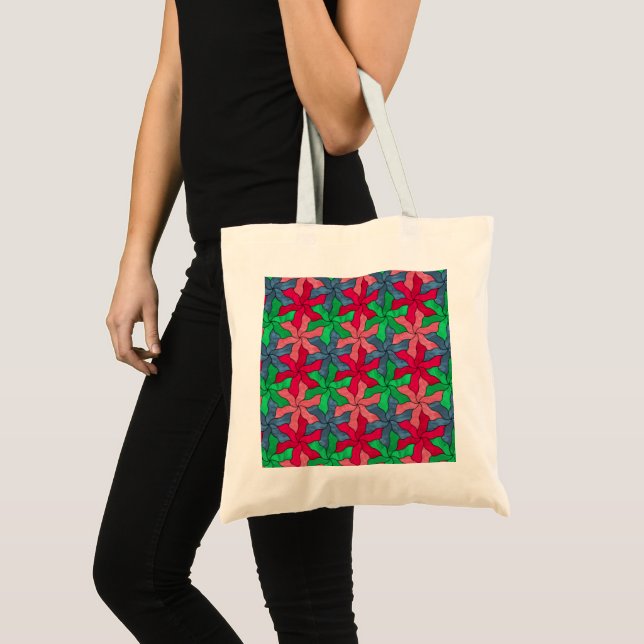 Stained Glass Tessellated Flowers Tote Bag (Front (Product))