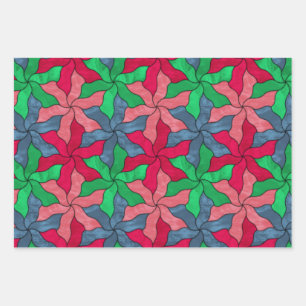 Stained Glass Tessellated Flowers Wrapping Paper Sheets