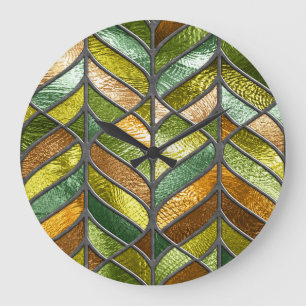 Stained Glass Texture: Colorful 3D Elegance. Large Clock