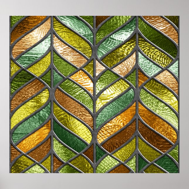 Stained Glass Texture: Colorful 3D Elegance. Poster (Front)