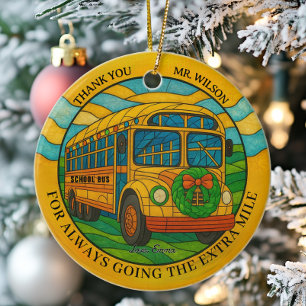 Stained Glass Thank You Gift for Bus Drivers  Ceramic Ornament