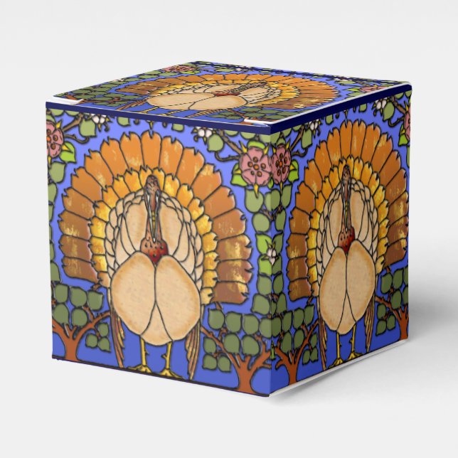 Stained Glass Thanksgiving Turkey Classic  Favor Boxes (Front Side)