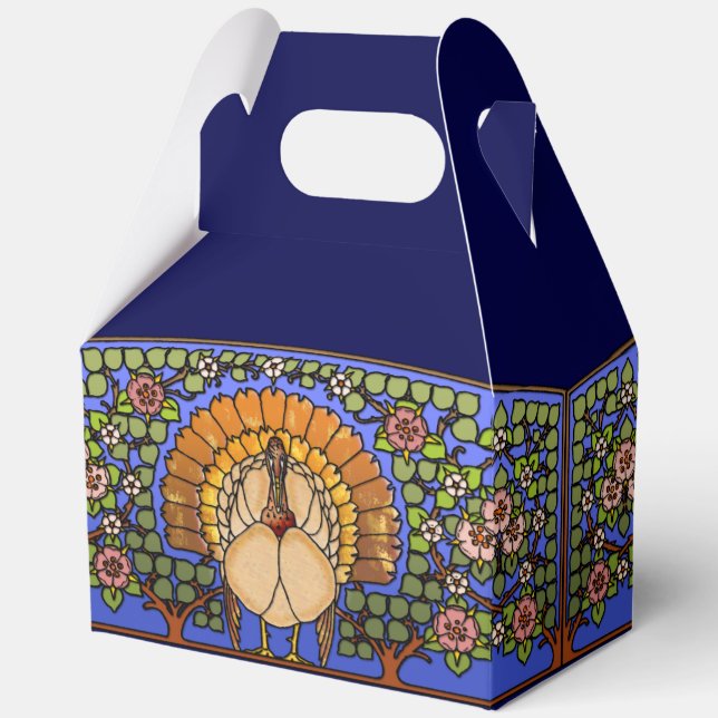 Stained Glass Thanksgiving Turkey Gable Favor Boxes (Front)