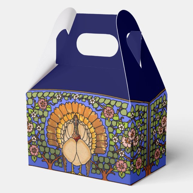 Stained Glass Thanksgiving Turkey Gable Favor Boxes (Front)