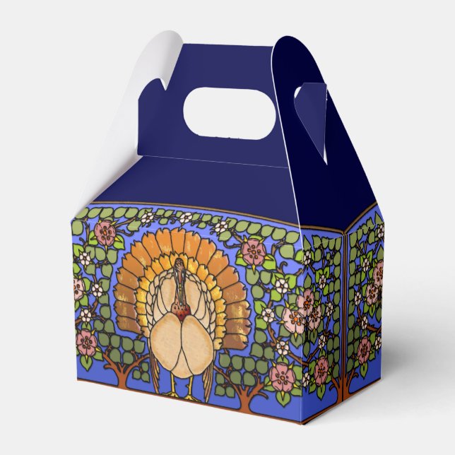 Stained Glass Thanksgiving Turkey Gable Favor Boxes (Front Side)