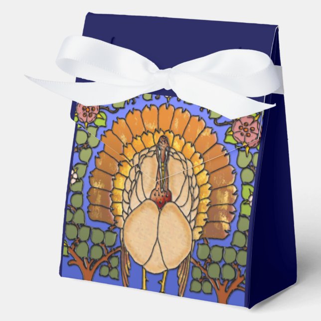 Stained Glass Thanksgiving Turkey Tent Favor Boxes (Front)