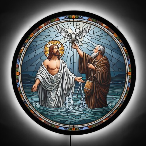  Stained Glass The Baptism of Jesus LED Sign