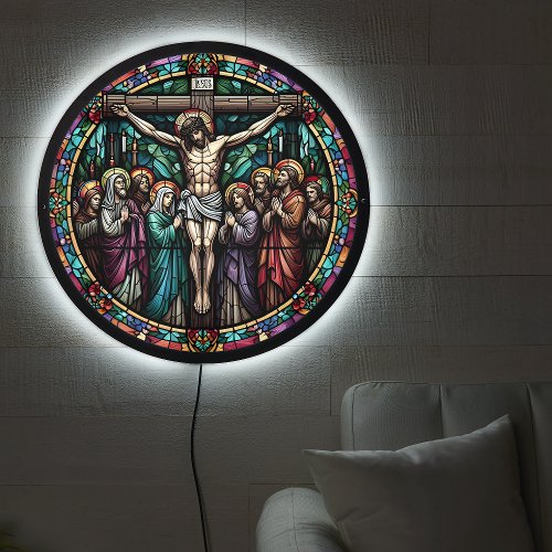 Stained Glass The Crucifixion of Jesus LED Sign