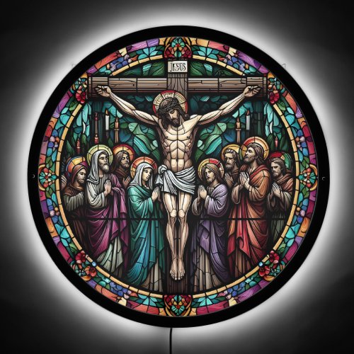 Stained Glass The Crucifixion of Jesus LED Sign