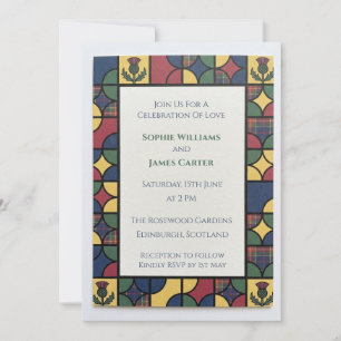 Stained Glass Thistle Wedding Invitation