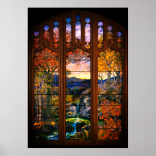 Stained glass tiffany look Victorian elegant art Poster