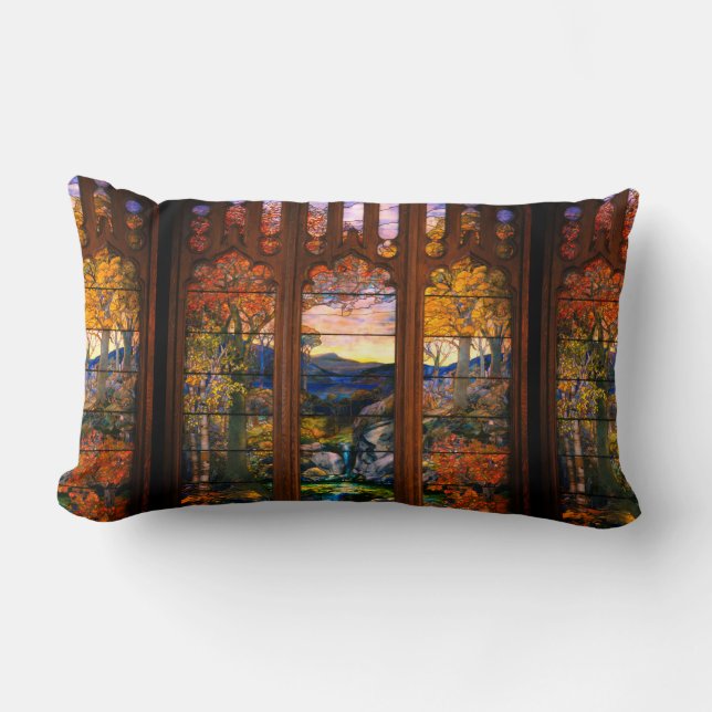 Stained glass tiffany look Victorian elegant  Lumbar Pillow (Front)