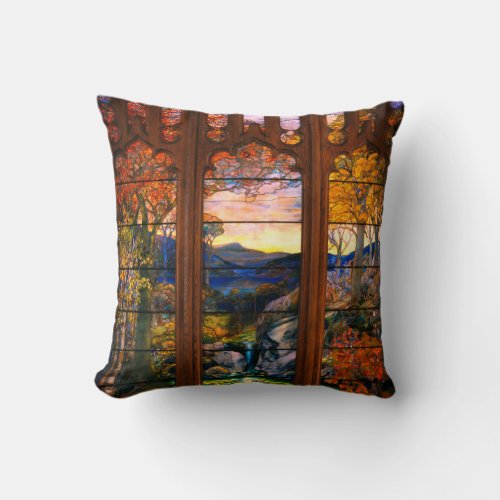 Stained glass tiffany look Victorian elegant  Throw Pillow