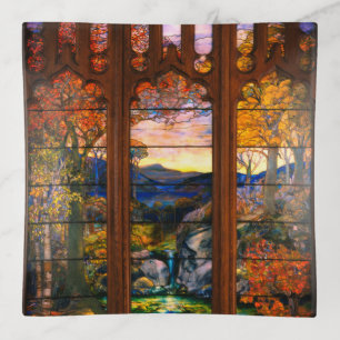 Stained glass tiffany look Victorian elegant Trinket Tray