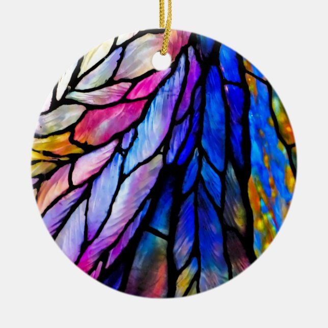 Stained Glass, Tiffany - Style,  Ceramic Ornament (Front)
