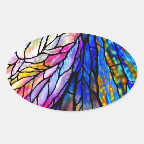 Stained Glass Tiffany _ Style  Oval Sticker