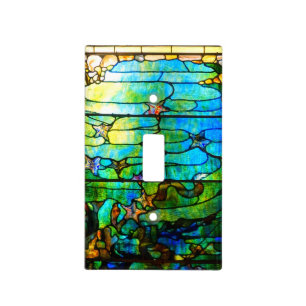 Stained glass tiffany window starfish sea light switch cover
