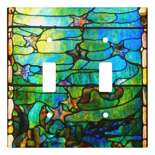 Stained glass tiffany window starfish sea light switch cover (Front)