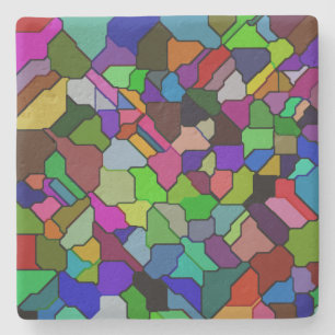 Stained Glass Tilted Tile Limestone Coaster
