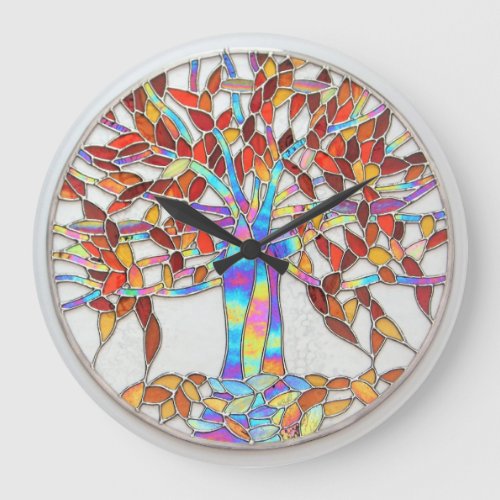 Stained glass Tree of Enchantment version 2 Large Clock