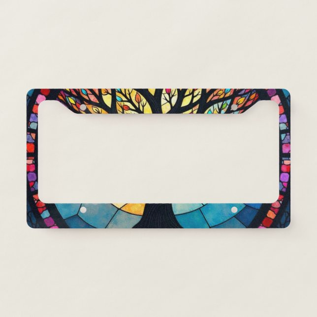 Stained Glass Tree of Life License Plate Frame (Front)