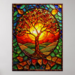 Stained Glass Tree Of Life Poster
