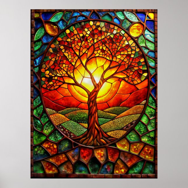 Stained Glass Tree Of Life Poster (Front)