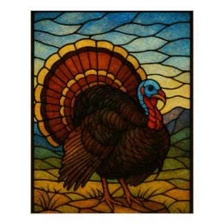 Stained Glass Turkey Poster