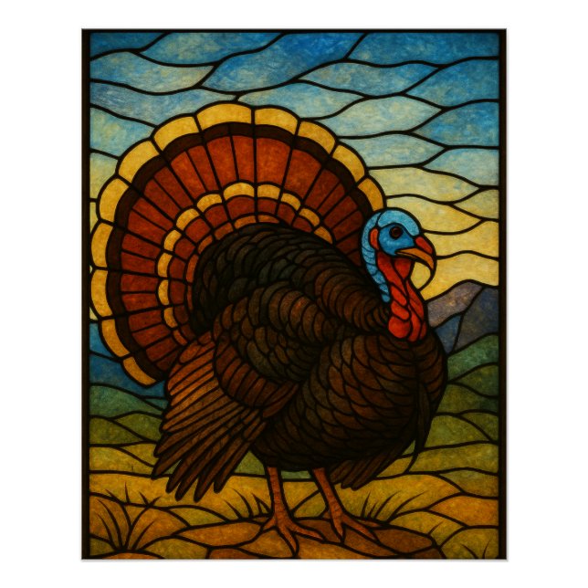 Stained Glass Turkey Poster (Front)